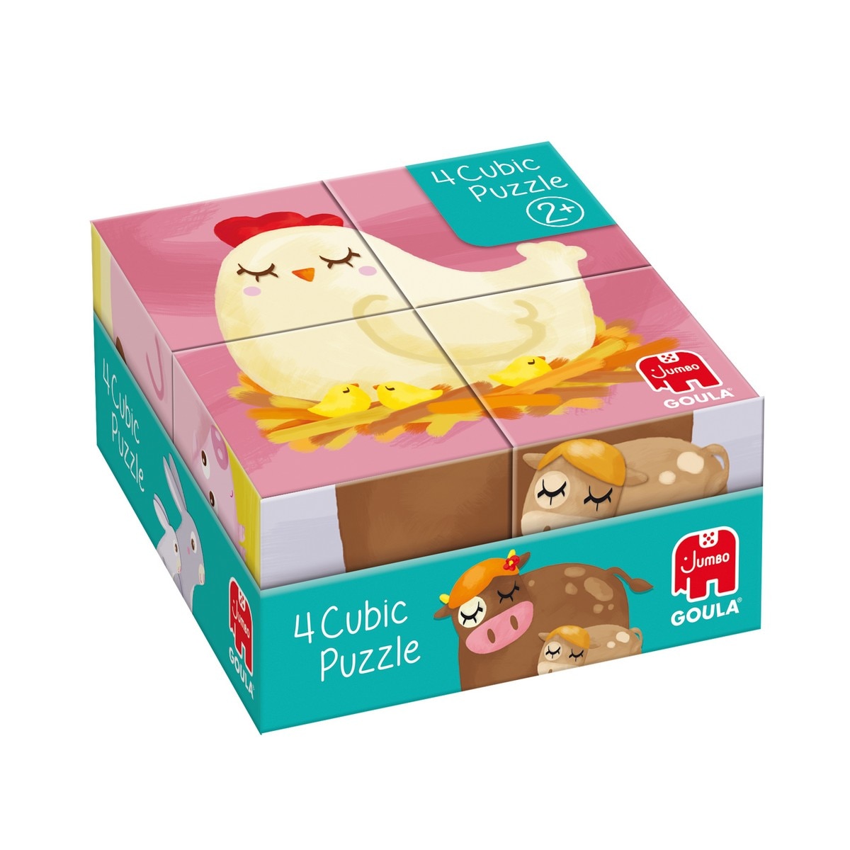 Juguete Puzzle cúbico de 4 cubos ilustrados con animales de la granja Cubic Goula 6