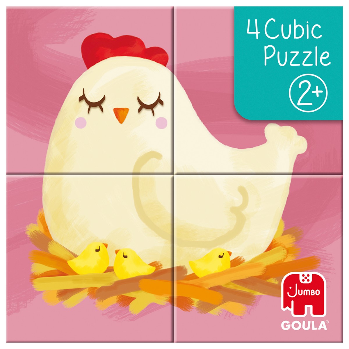 Juguete Puzzle cúbico de 4 cubos ilustrados con animales de la granja Cubic Goula 7