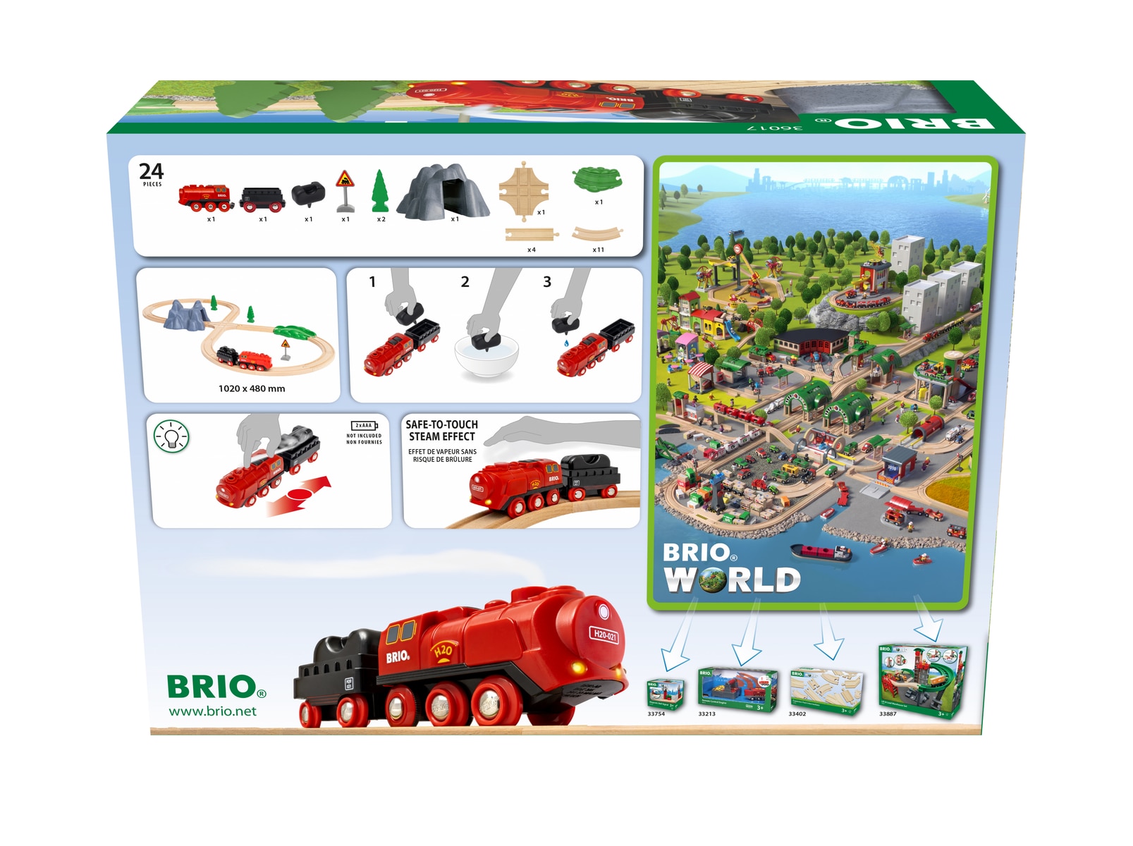 Set ferroviario con tren de vapor Brio 2
