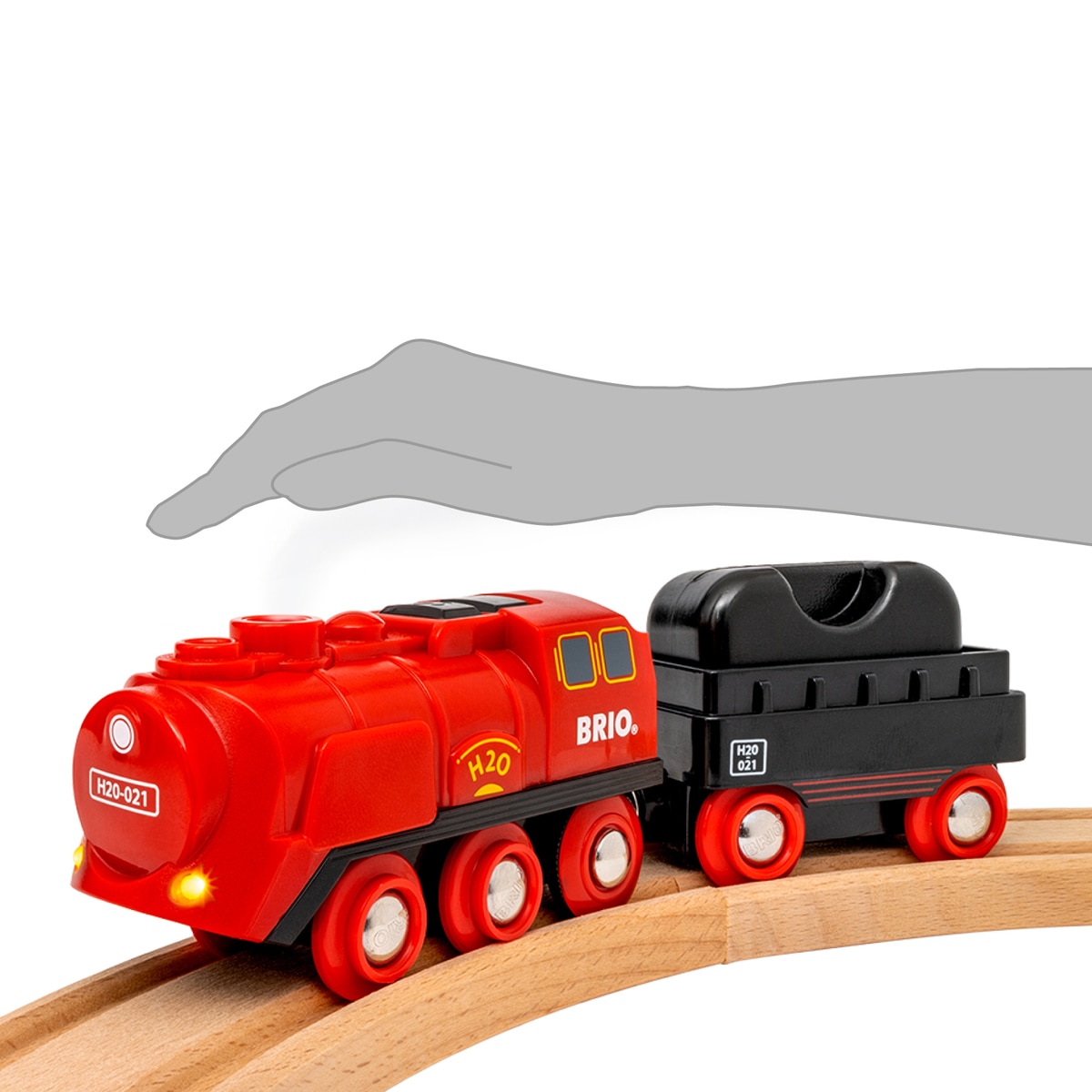 Set ferroviario con tren de vapor Brio 9