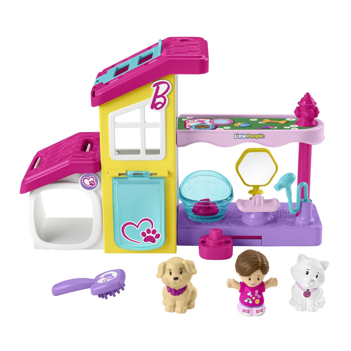 Fisher-Price – Little People Set de juego con figura y animales Barbie Spa de mascotas Fisher-Price.