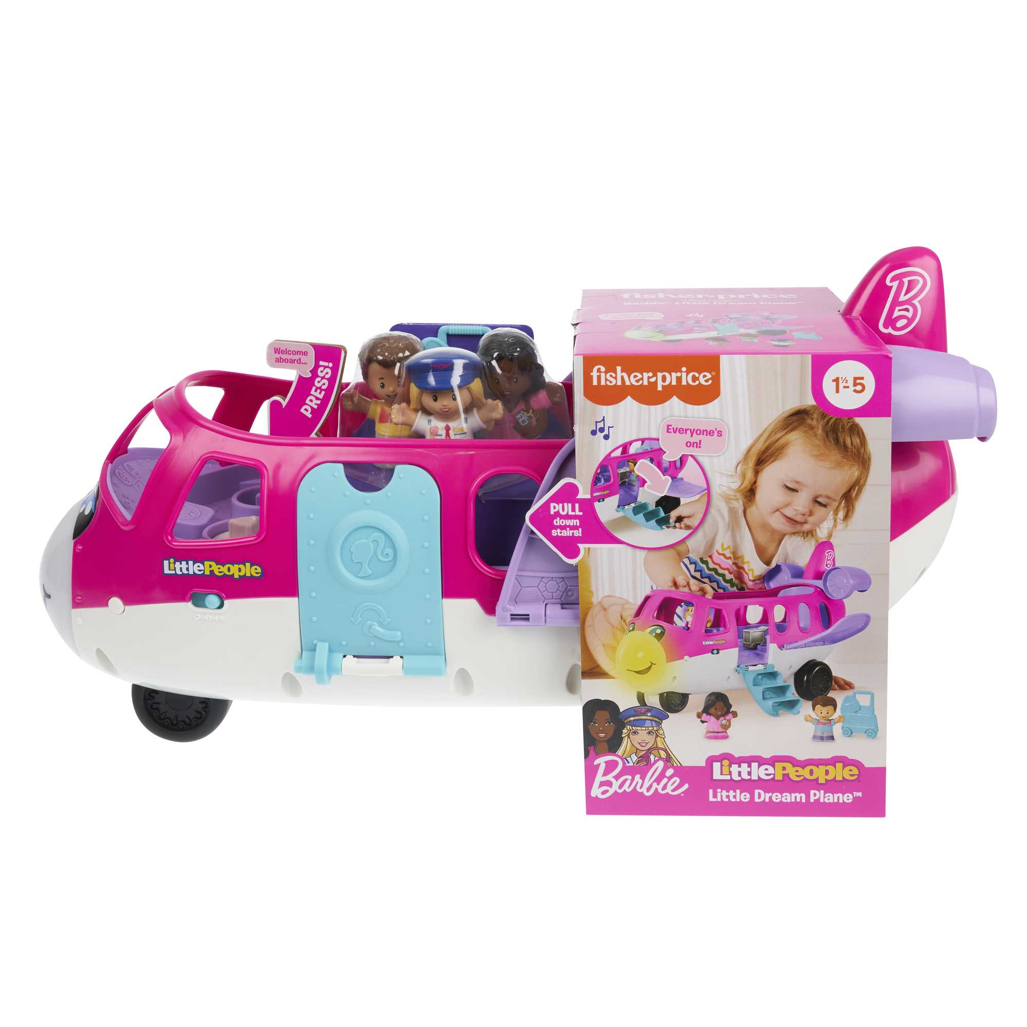Avión de ensueño con 3 figuras Barbie Little People Barbie Avión Fisher-Price 6