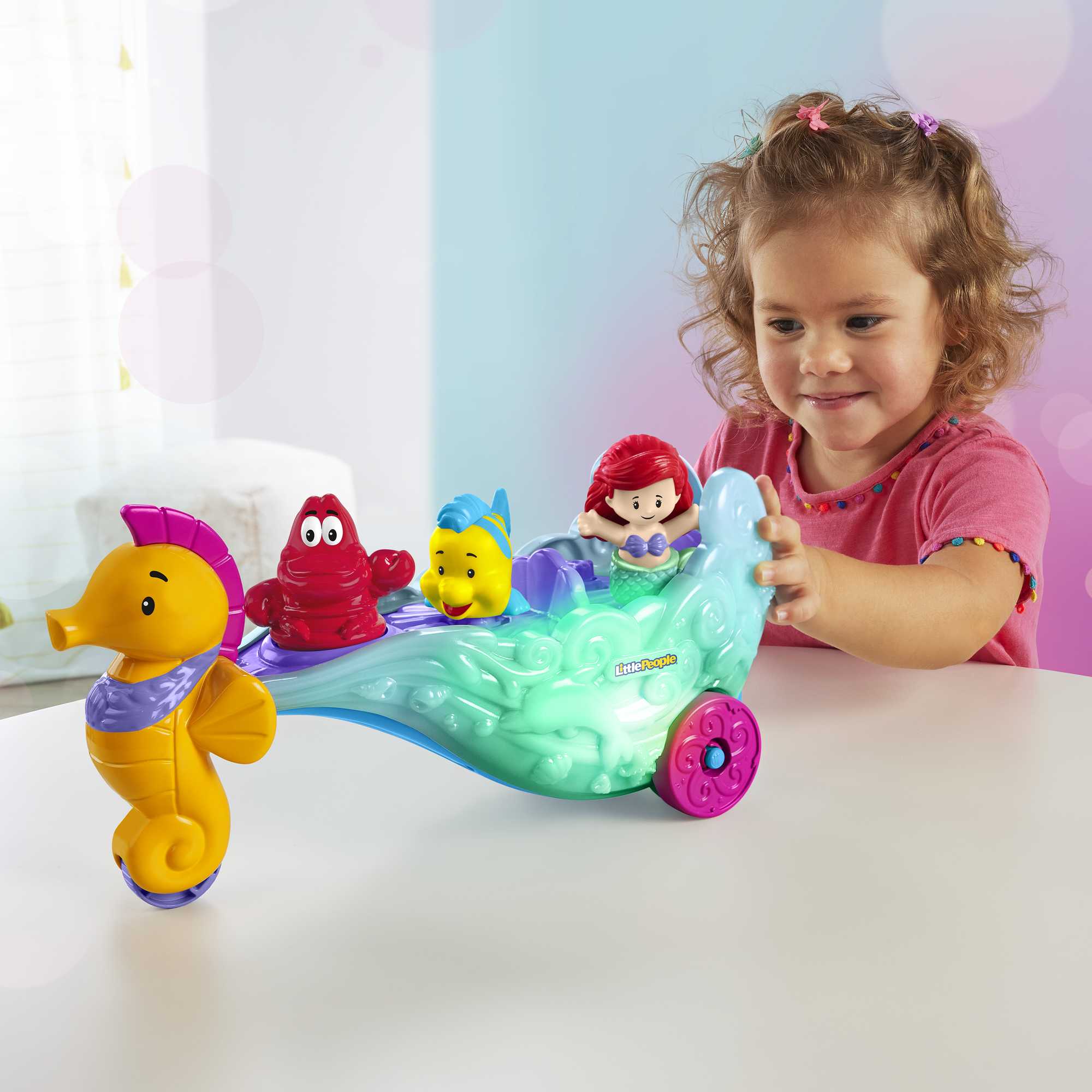 Carruaje marino Ariel y Flounder Disney Princesas Little People Fisher-Price 4