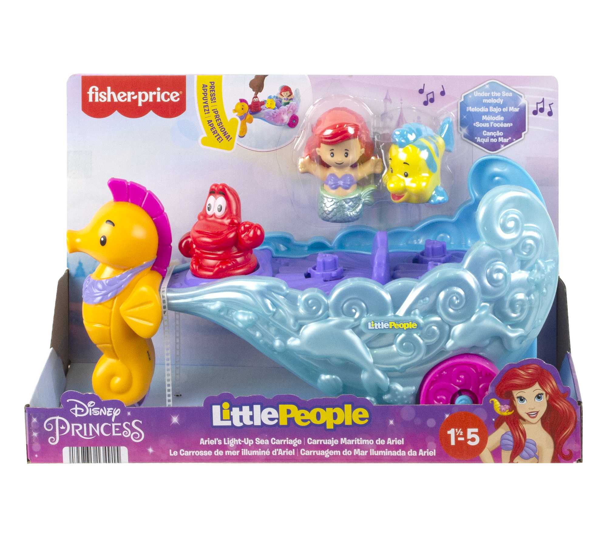 Carruaje marino Ariel y Flounder Disney Princesas Little People Fisher-Price 6