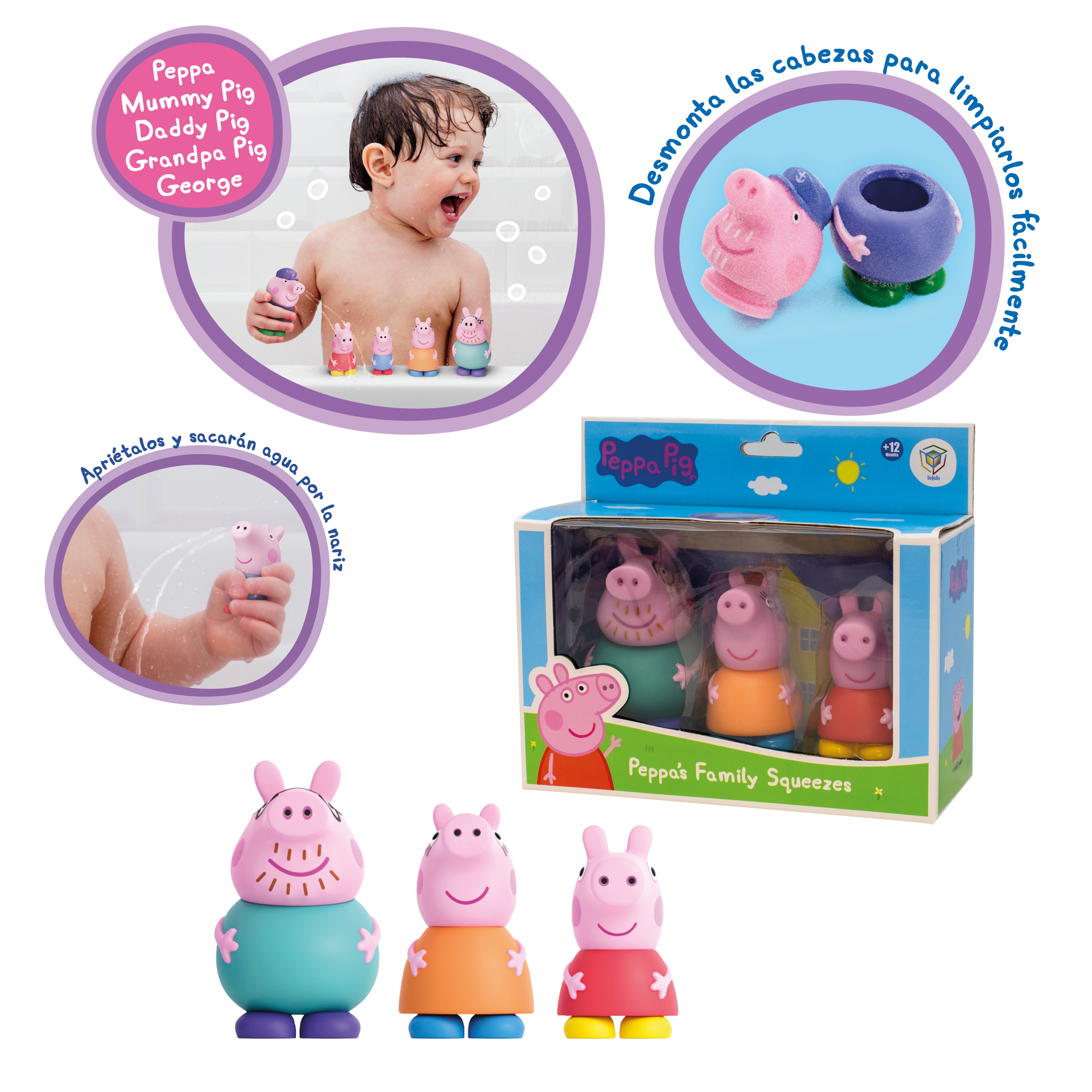 Pack 3 Figuras de baño Peppa Pig Deqube 2