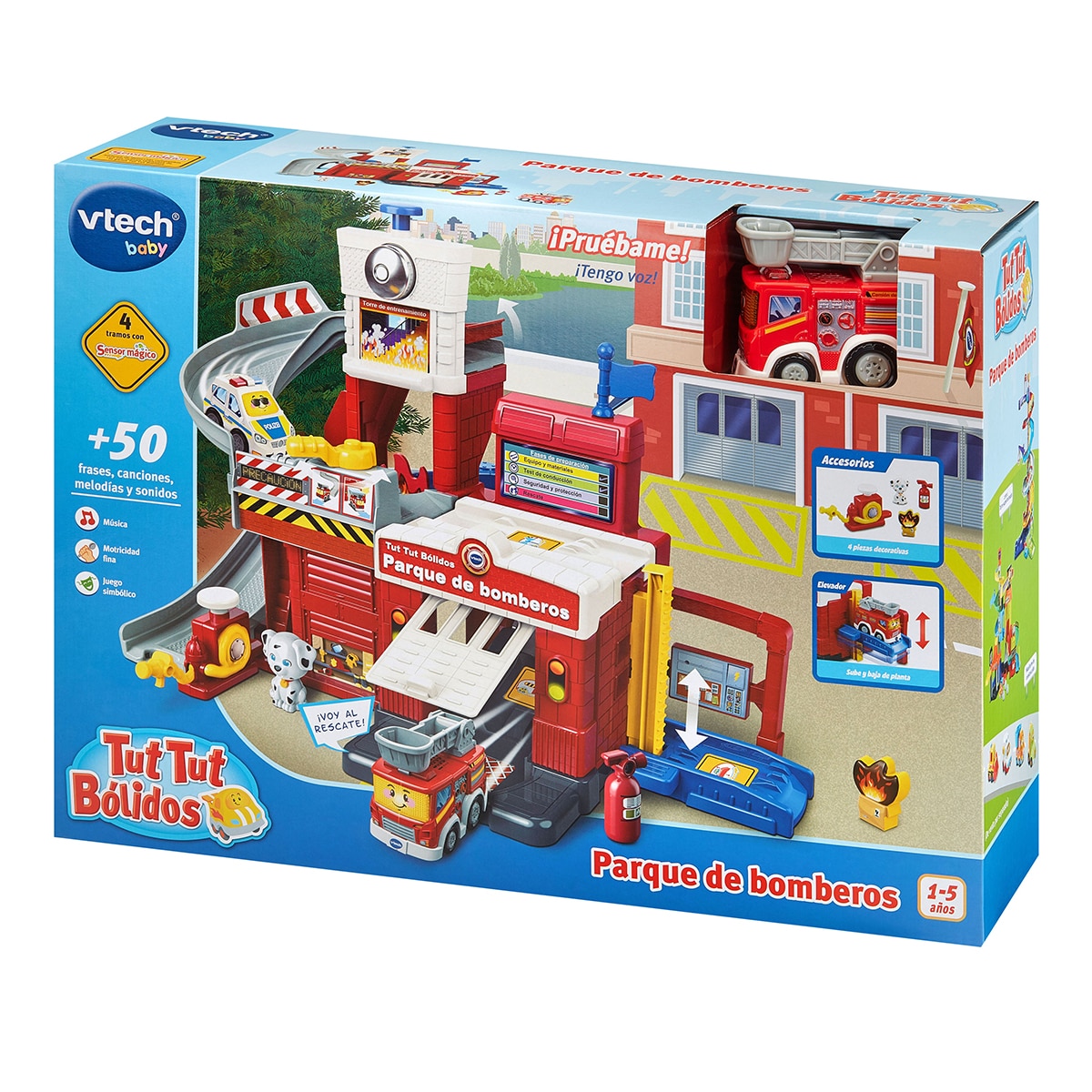 VTech Vroom Vroom Go – Maxi Estación De Bomberos Interactiva Con Ascensor, Rampa Y Vehículo (1-5 Años, Idioma Italiano) Juguete 1 Año