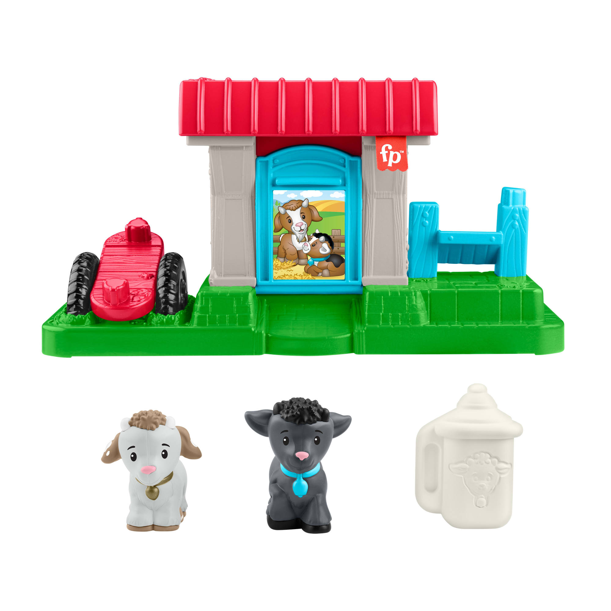 Fisher-Price Little People Campo de cabritas Alimenta y juega, conn dos figuras y un accesorio para niños y niñas pequeños a partir de 1 año 5