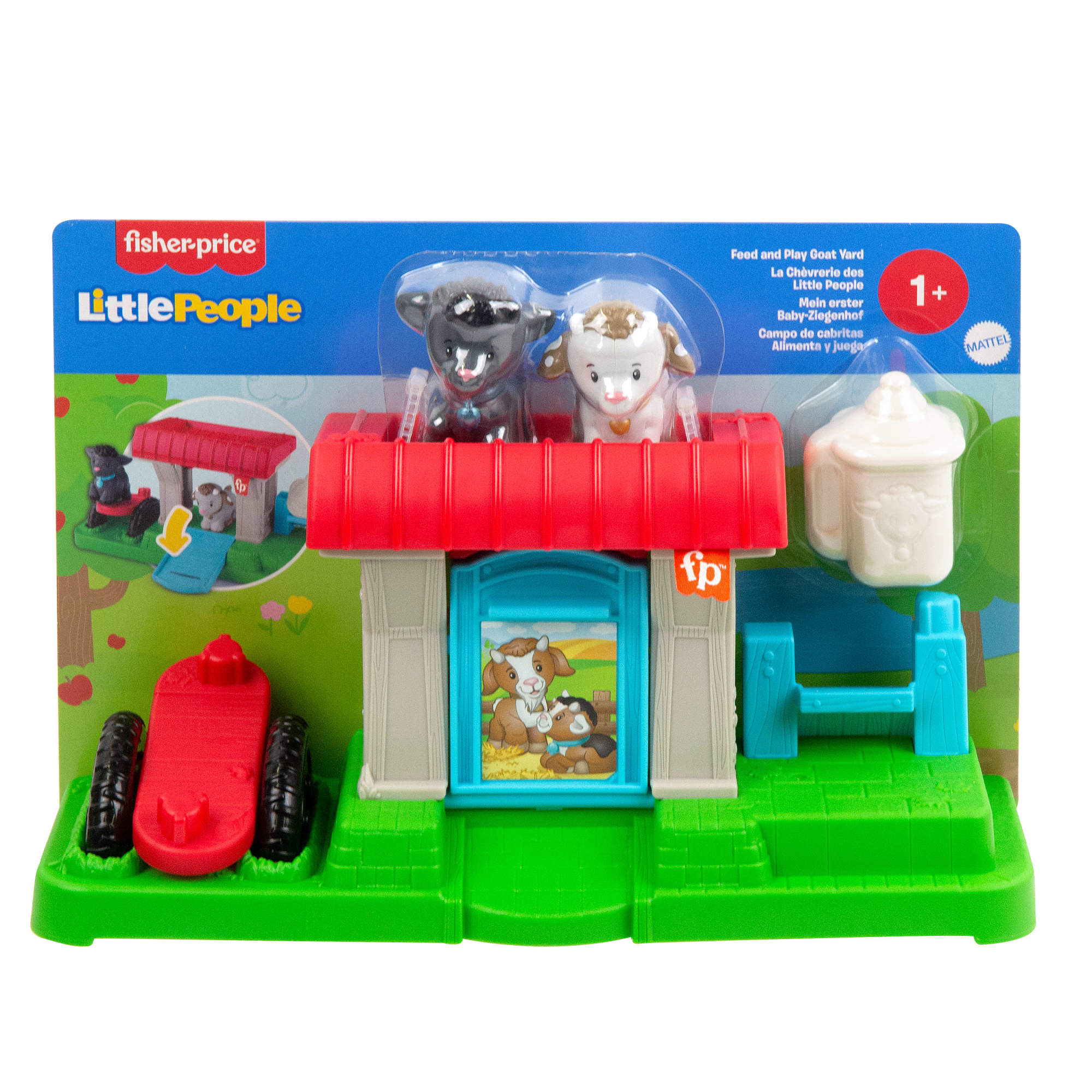Fisher-Price Little People Campo de cabritas Alimenta y juega, conn dos figuras y un accesorio para niños y niñas pequeños a partir de 1 año 6