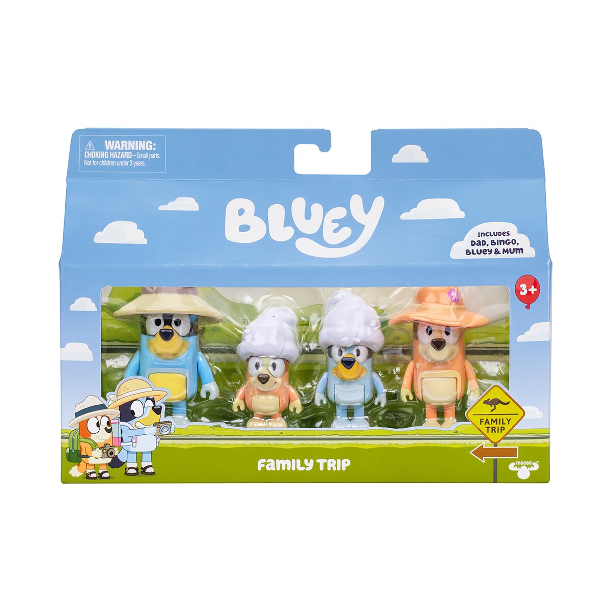 Pack de Viaje en familia 4 figuras Bluey Moose 7