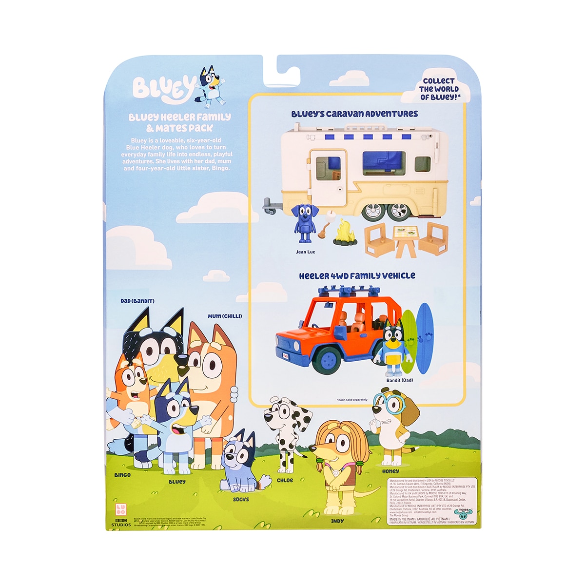 Pack de 8 figuras de la Familia y amigos Bluey Moose 7