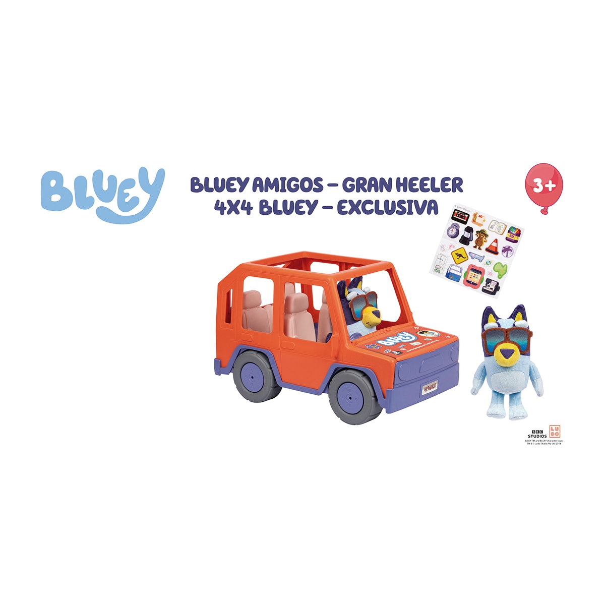 Bluey y amigos gran 4X4 de los Heeler y peluche Bluey Moose 2
