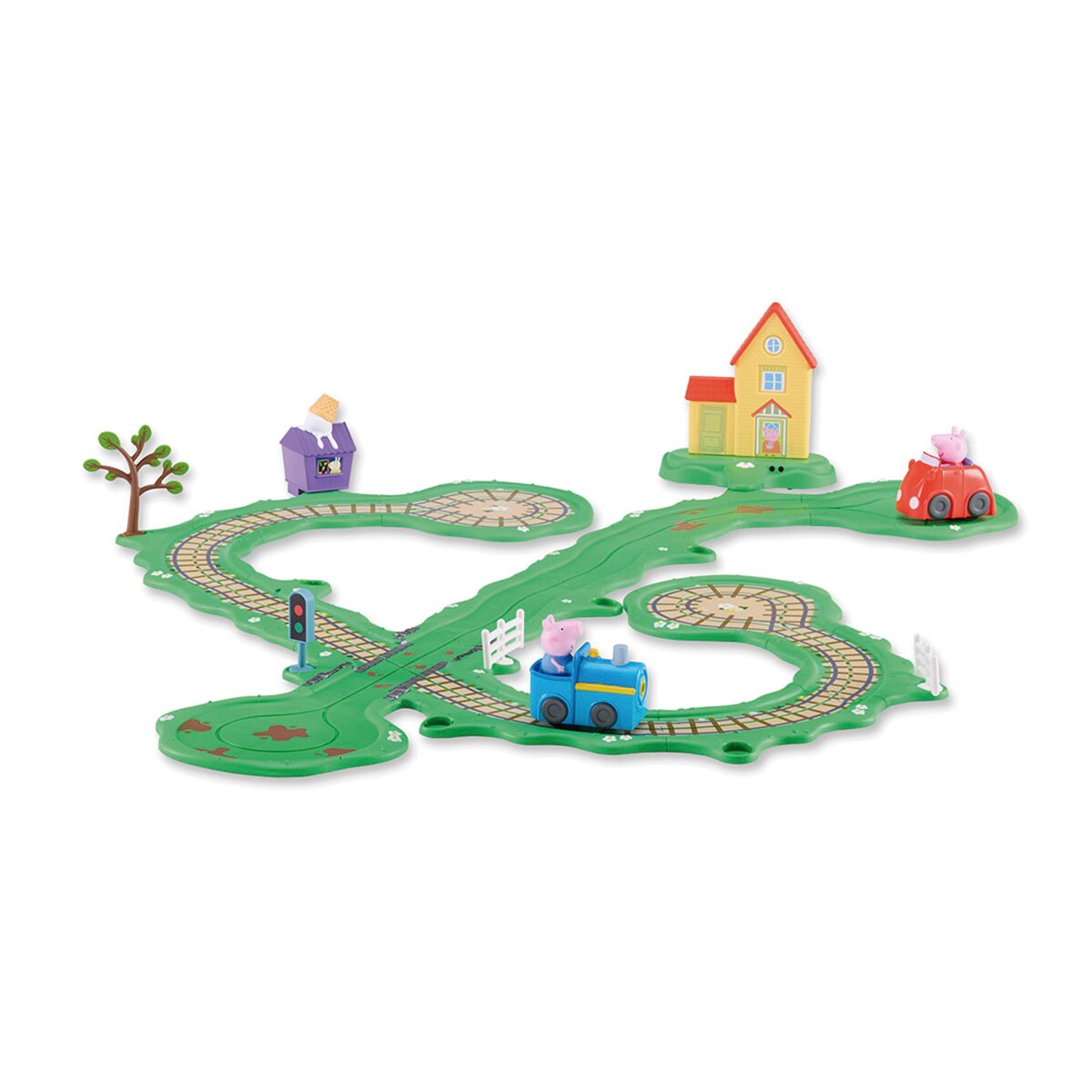 BANDAI – Circuito Peppa Pig tren y coche Bandai.