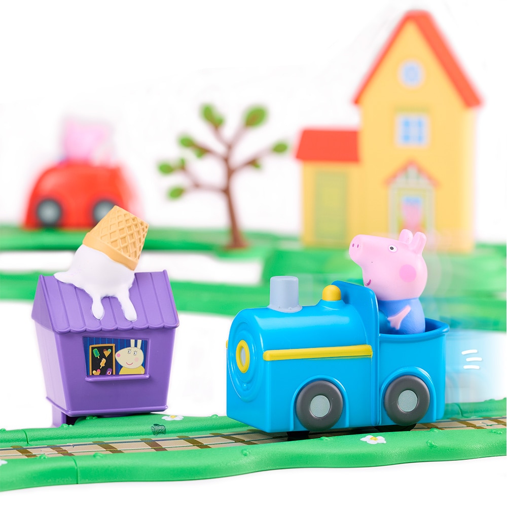 Circuito Peppa Pig tren y coche Bandai 6