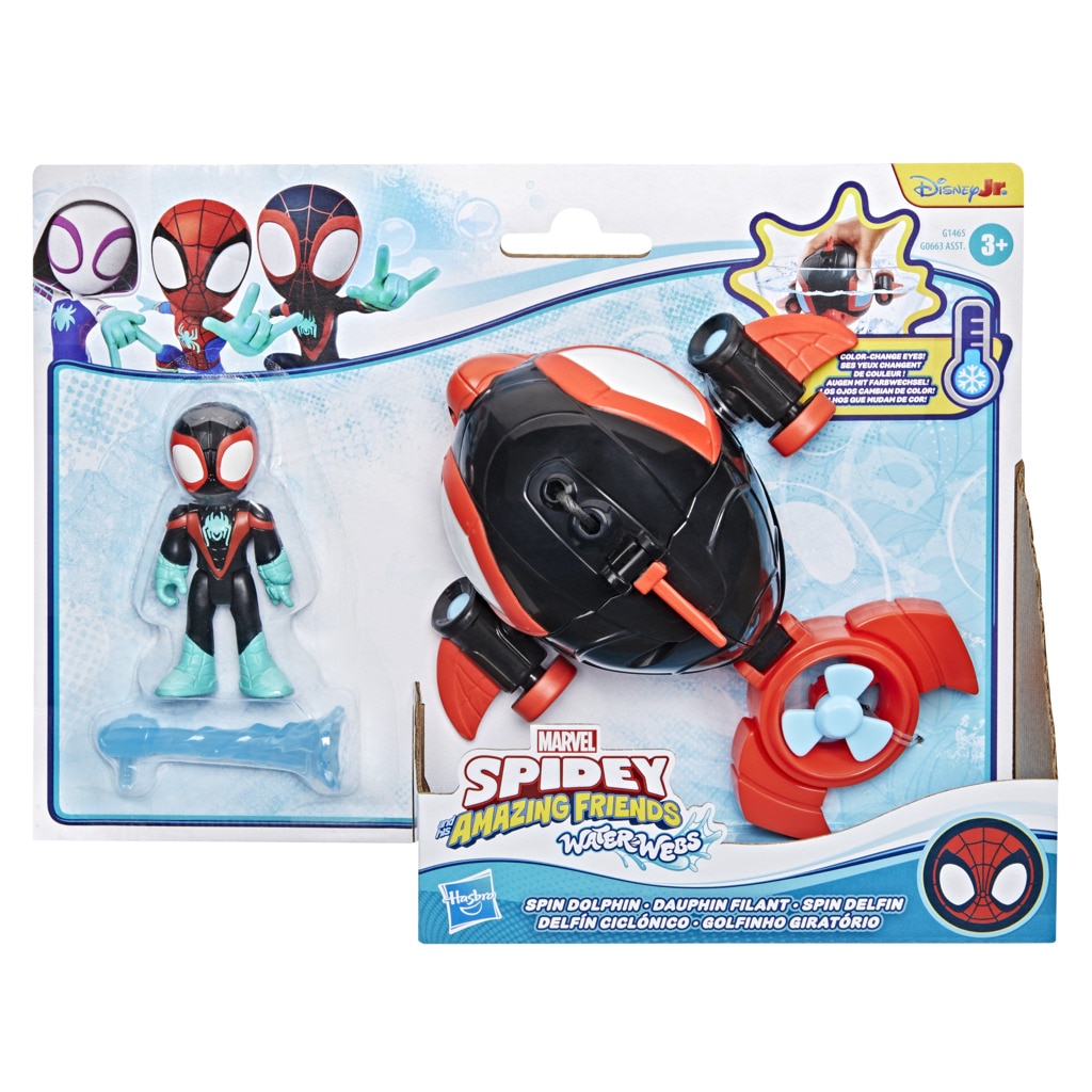 Set con Figuras de acción Water-Webs y vehículos que cambian de color  Spidey And His Amazing Friends Marvel 3