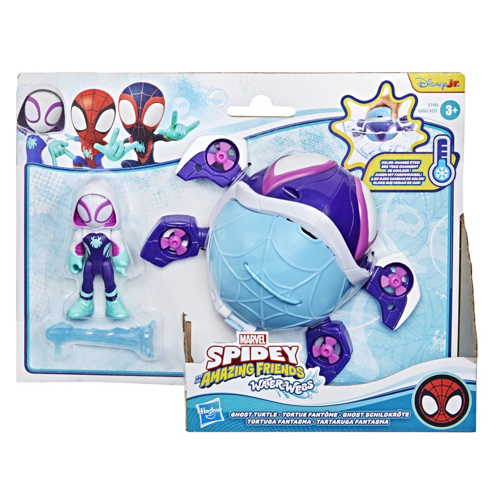 Set con Figuras de acción Water-Webs y vehículos que cambian de color  Spidey And His Amazing Friends Marvel 4
