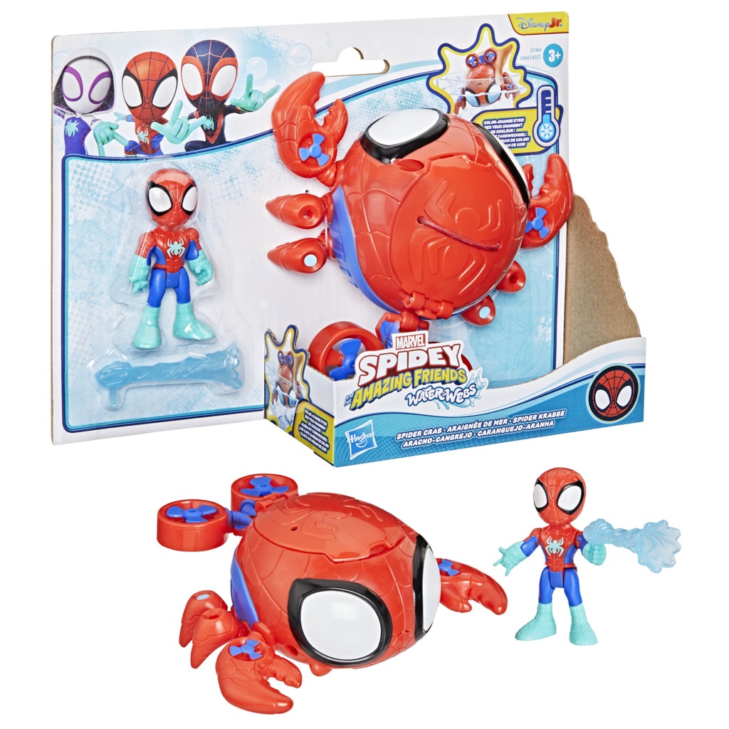 Set con Figuras de acción Water-Webs y vehículos que cambian de color  Spidey And His Amazing Friends Marvel 5