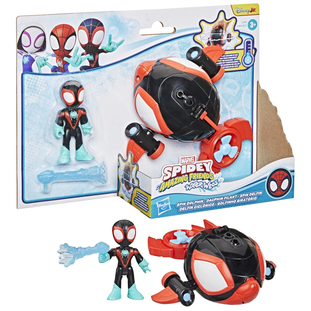 Set con Figuras de acción Water-Webs y vehículos que cambian de color  Spidey And His Amazing Friends Marvel 6