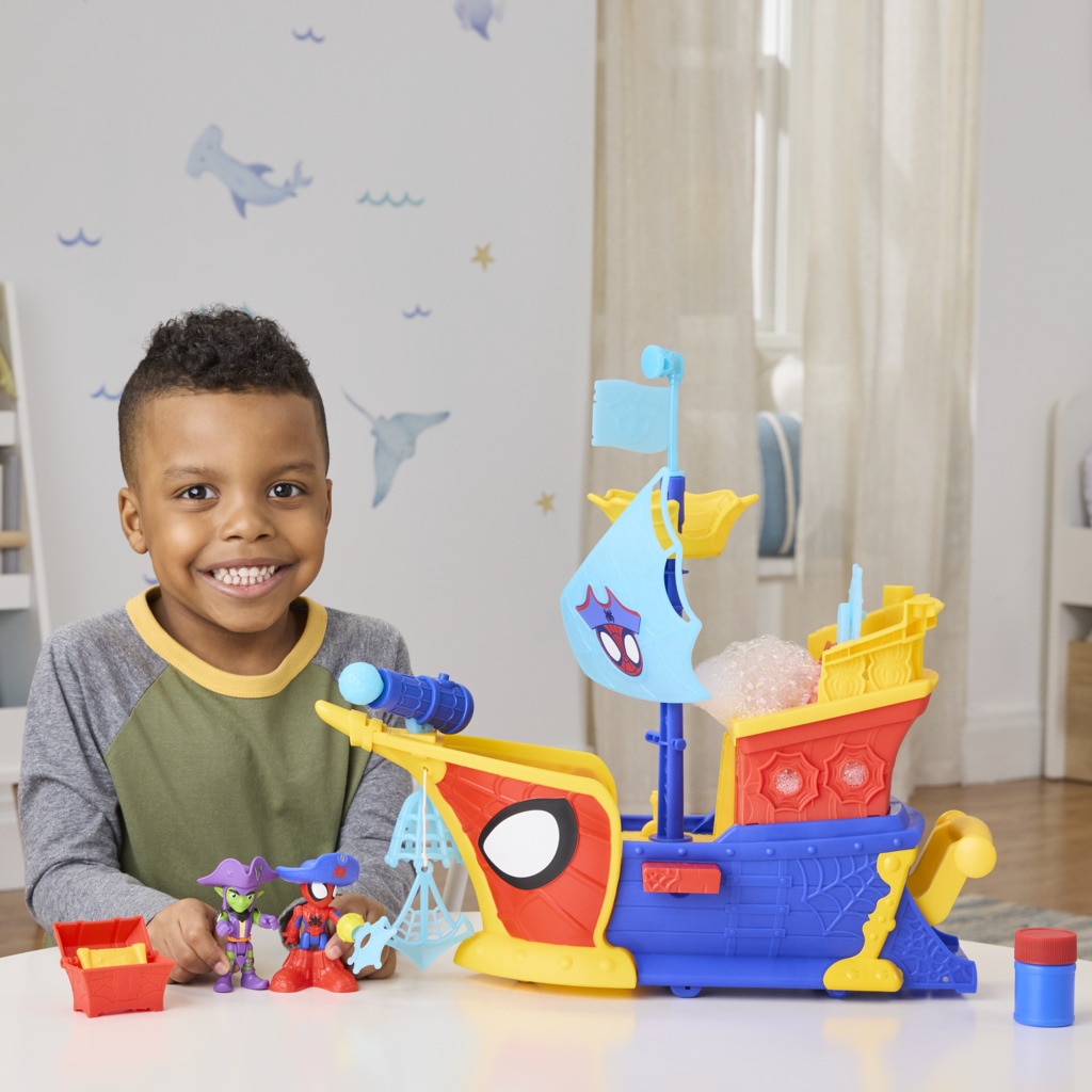Set Water-Webs Barco pirata con telarañas y burbujas Spidey And His Amazing Friends Marvel 12