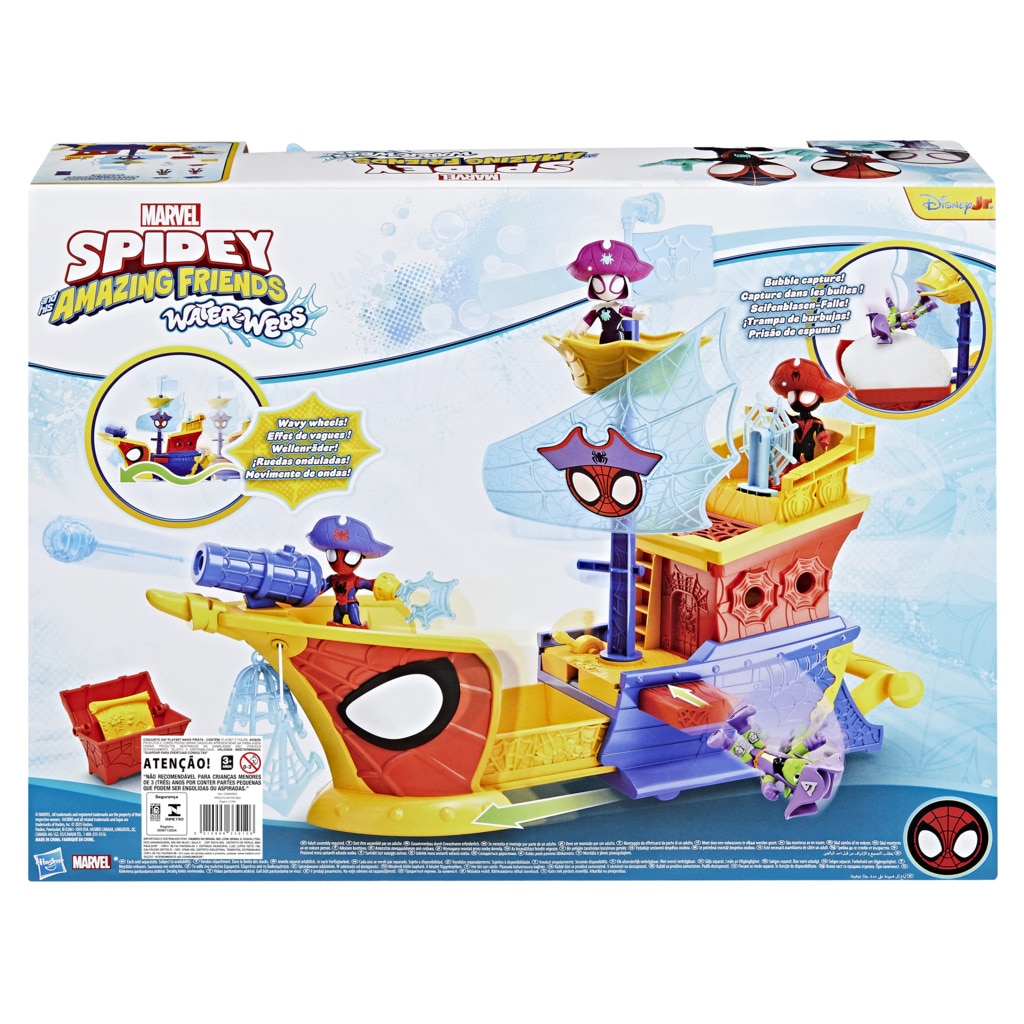 Set Water-Webs Barco pirata con telarañas y burbujas Spidey And His Amazing Friends Marvel 25