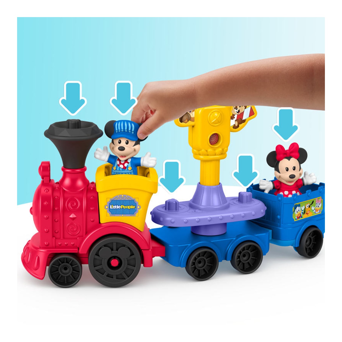 Tren musical de Mickey y Minnie con 2 figuras para juego de imitación Little People Disney Jr Fisher-Price 4