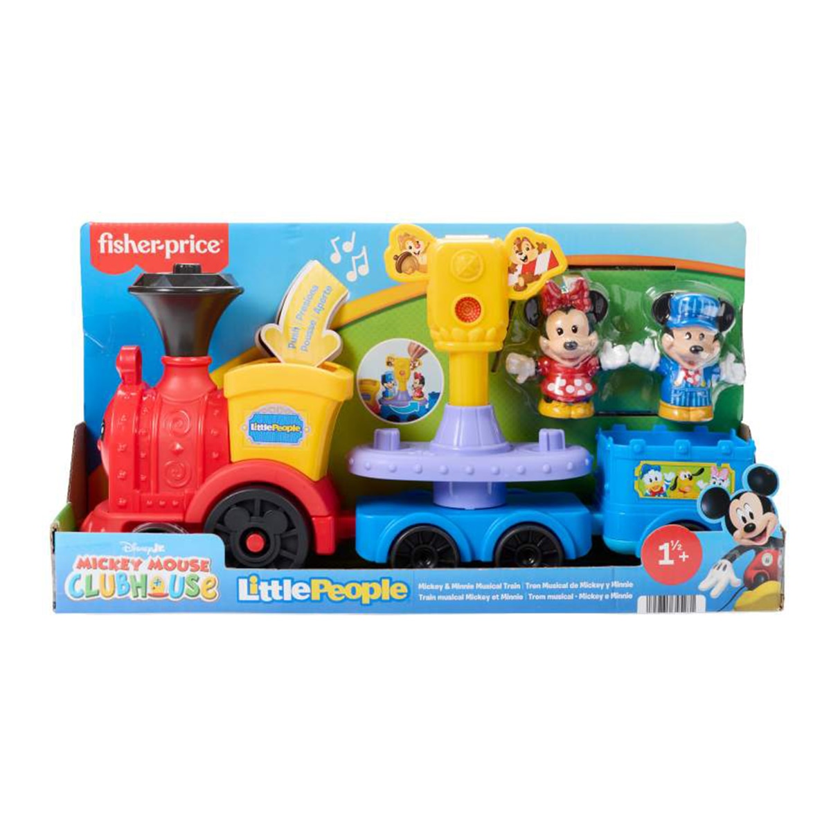 Tren musical de Mickey y Minnie con 2 figuras para juego de imitación Little People Disney Jr Fisher-Price 6