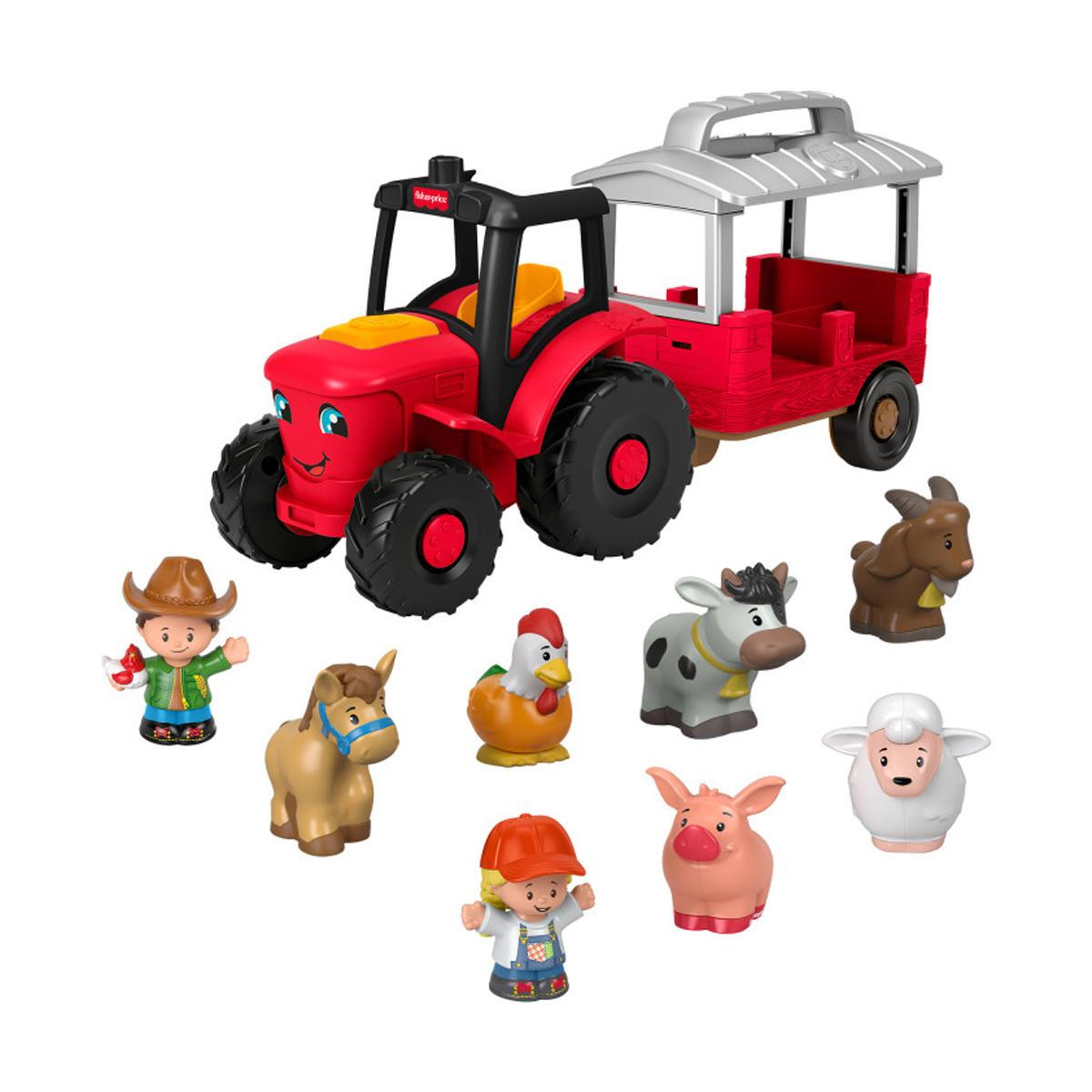 Vehículo con figuras Fisher-Price Tractor cuida a los animalitos de Little People Mattel 1