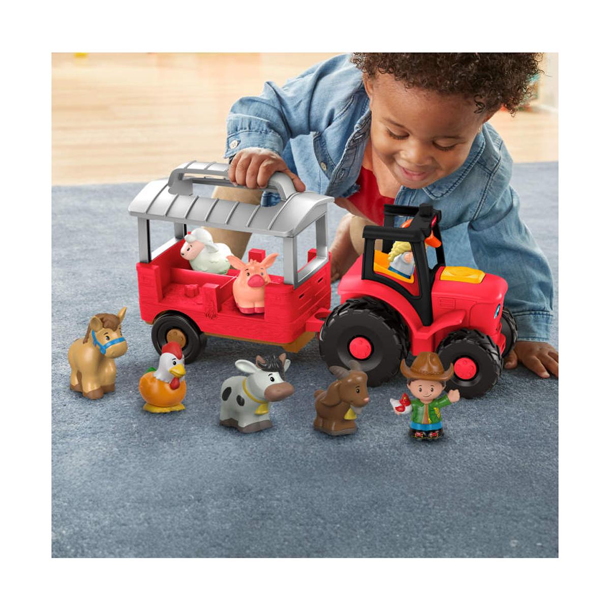 Vehículo con figuras Fisher-Price Tractor cuida a los animalitos de Little People Mattel 2