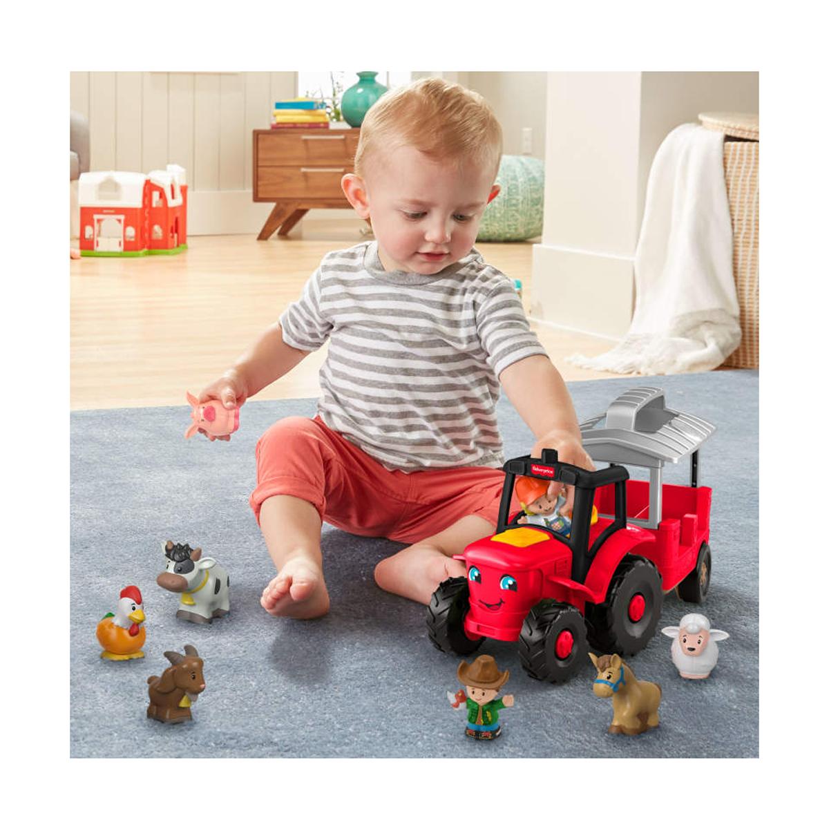 Vehículo con figuras Fisher-Price Tractor cuida a los animalitos de Little People Mattel 3
