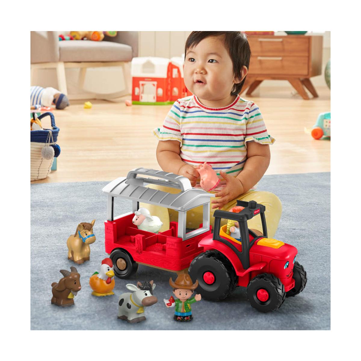 Vehículo con figuras Fisher-Price Tractor cuida a los animalitos de Little People Mattel 4