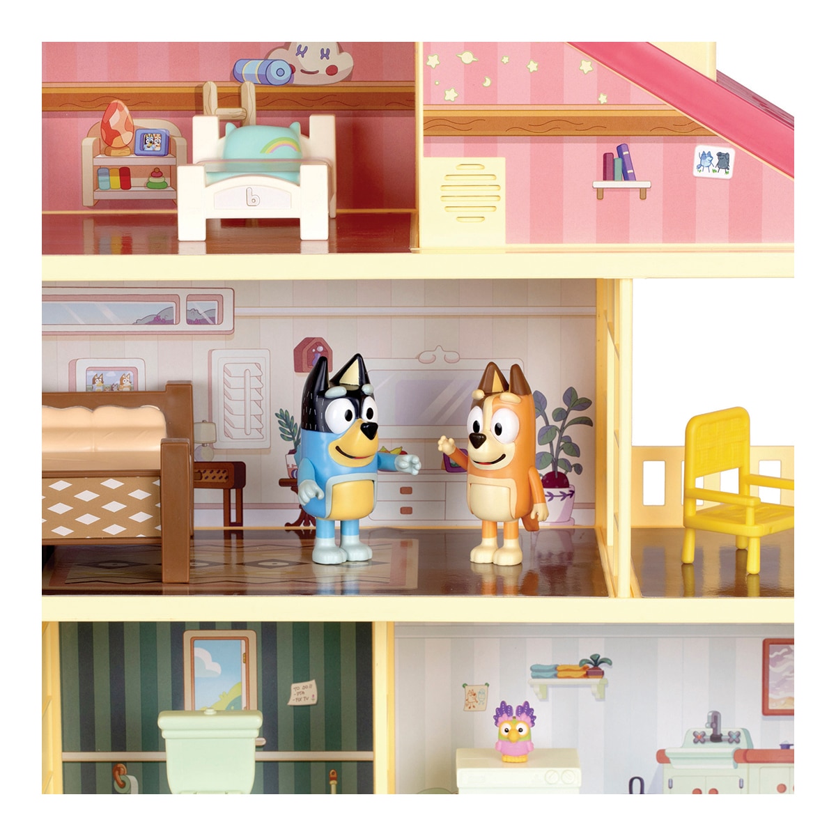 Playset Mega Casa de Bluey 12 áreas de juego, 4 nuevas habitaciones, con luces y sonidos. Incluye 4 figuras y accesorios exclusivos Bluey 7