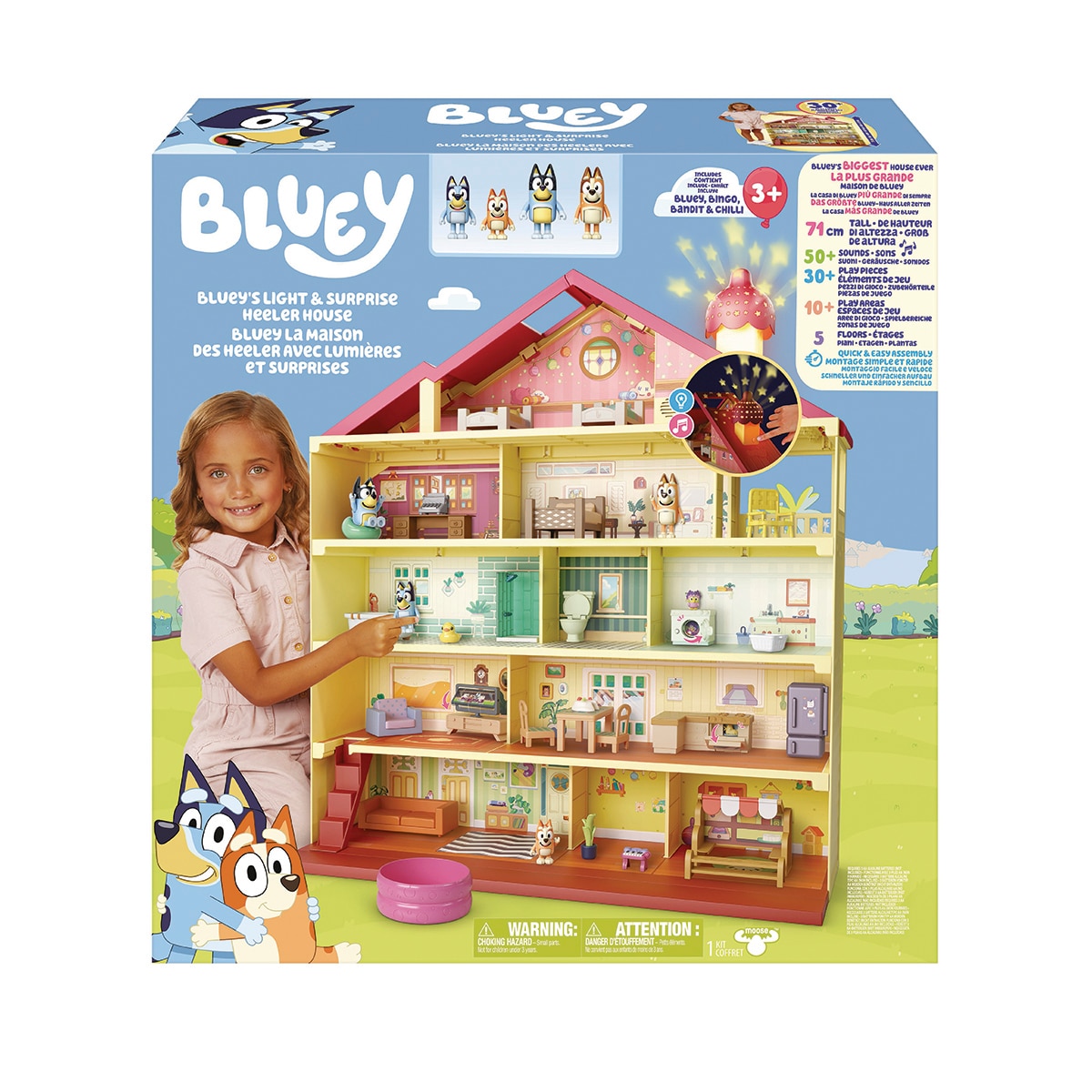 Playset Mega Casa de Bluey 12 áreas de juego, 4 nuevas habitaciones, con luces y sonidos. Incluye 4 figuras y accesorios exclusivos Bluey 9