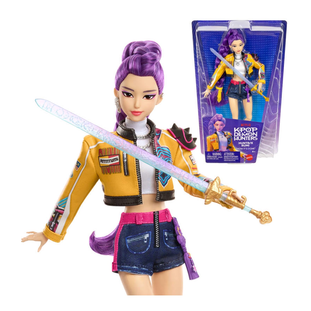 Muñeca Rumi HUNTR/X con el conjunto de la actuación "How It's Done" y accesorio de espada Netflix 1