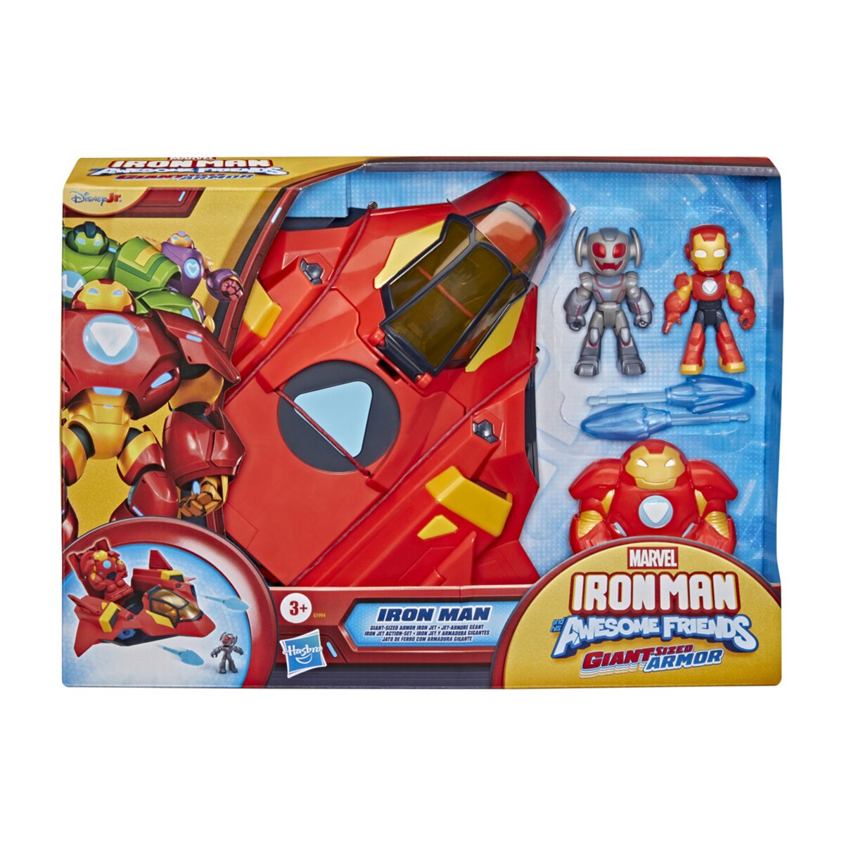 Playset Jr Marvel Iron Jet E Armadura Gigante Iron Man And His Awesome Friends Disney Hasbro 2