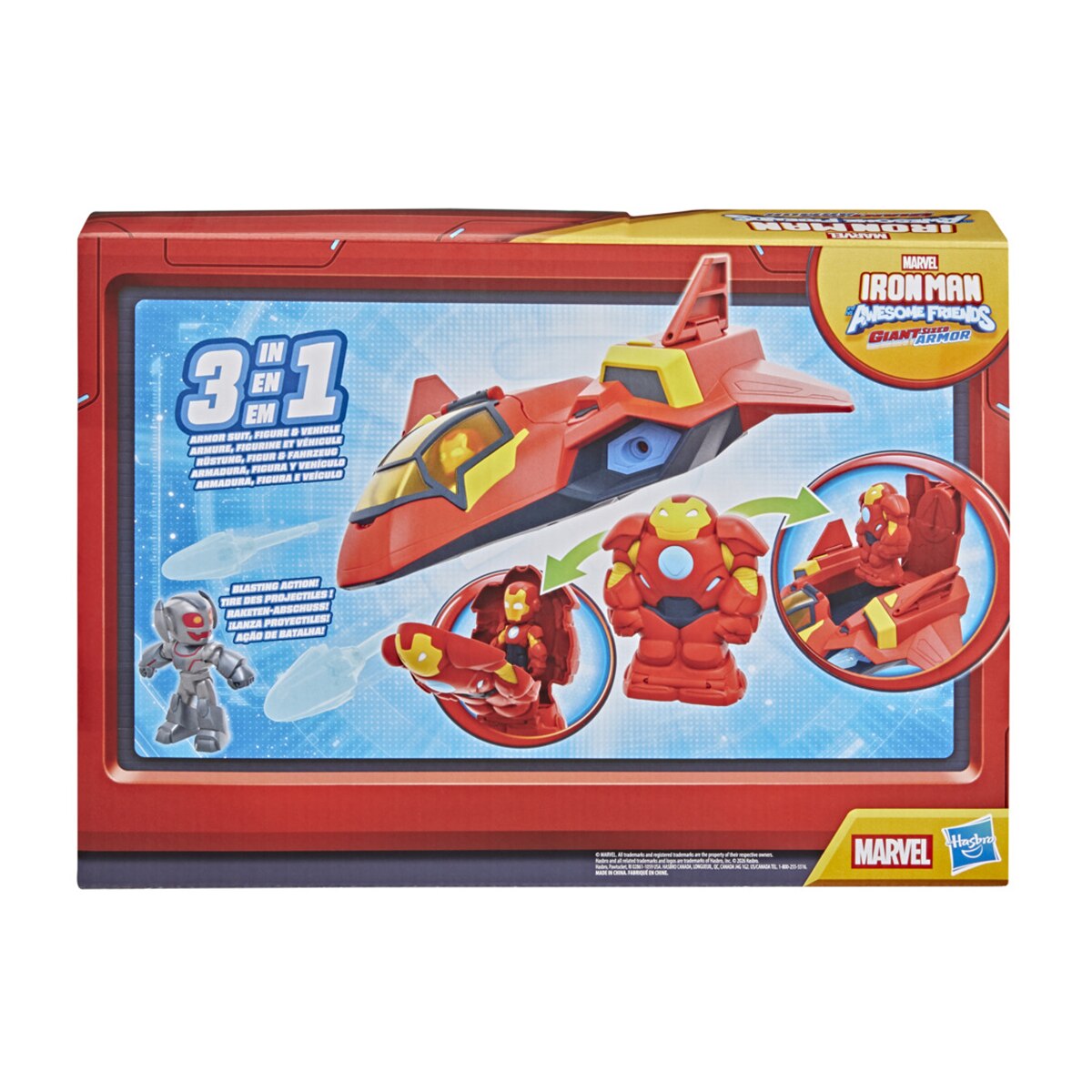 Playset Jr Marvel Iron Jet E Armadura Gigante Iron Man And His Awesome Friends Disney Hasbro 3