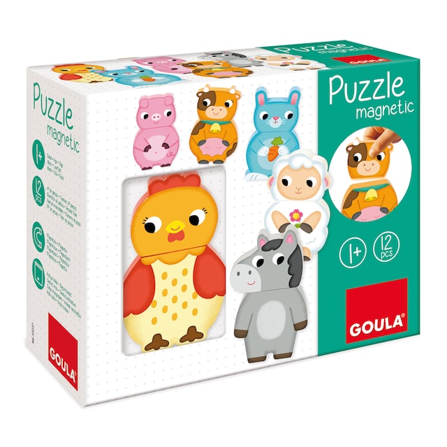 Juguete de Madera Puzzle magnético animales granja juguete de madera Goula