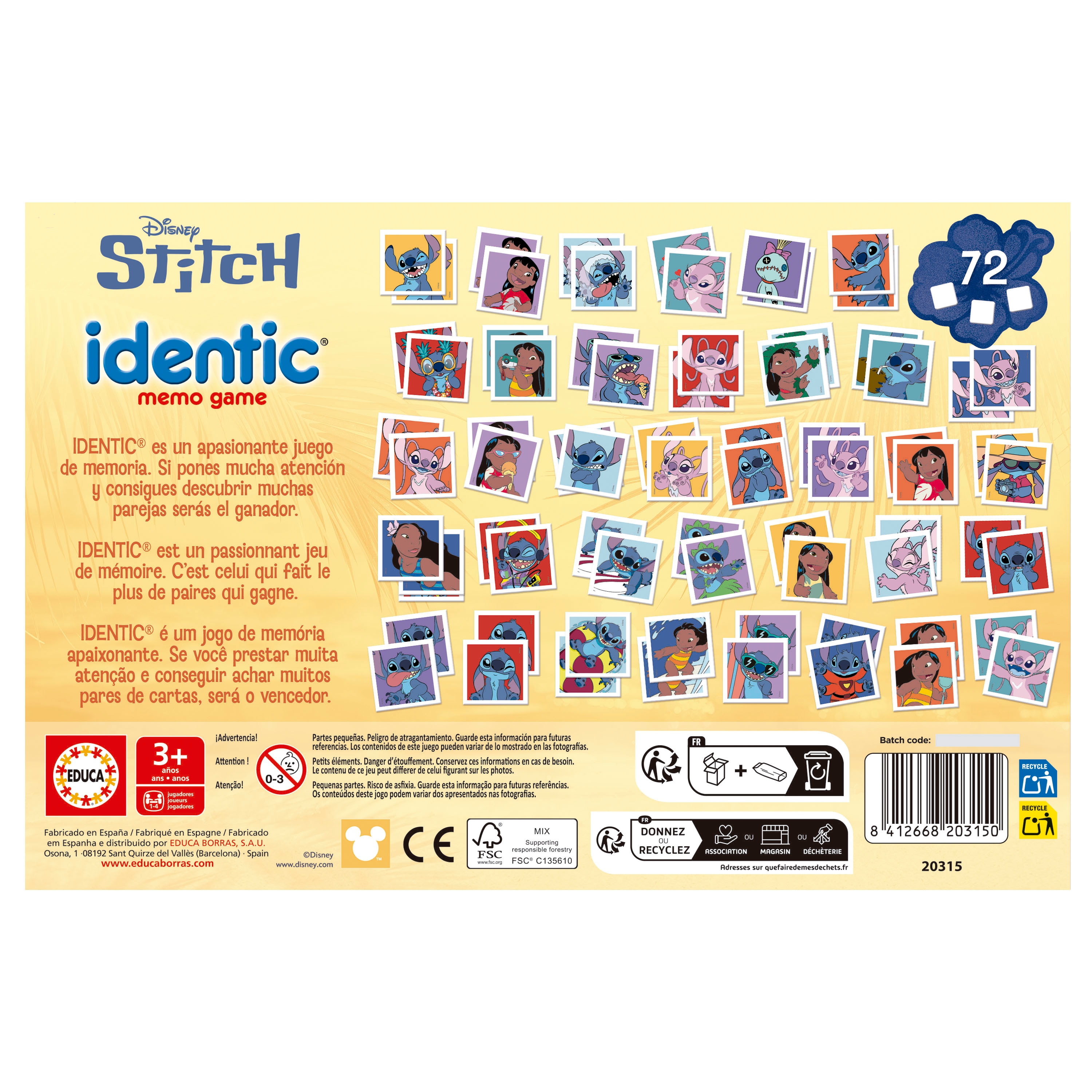 Juego de memoria Identic Stitch Disney Educa 4