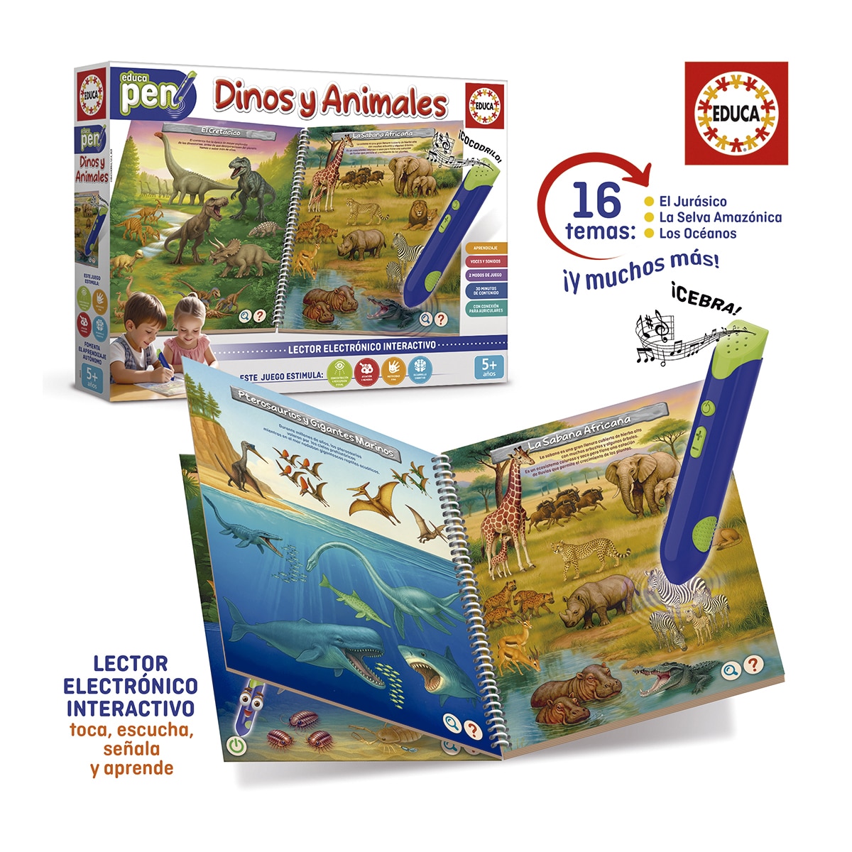 Juego educativo Educapen dinosaurios y animales Educa Borrás 3
