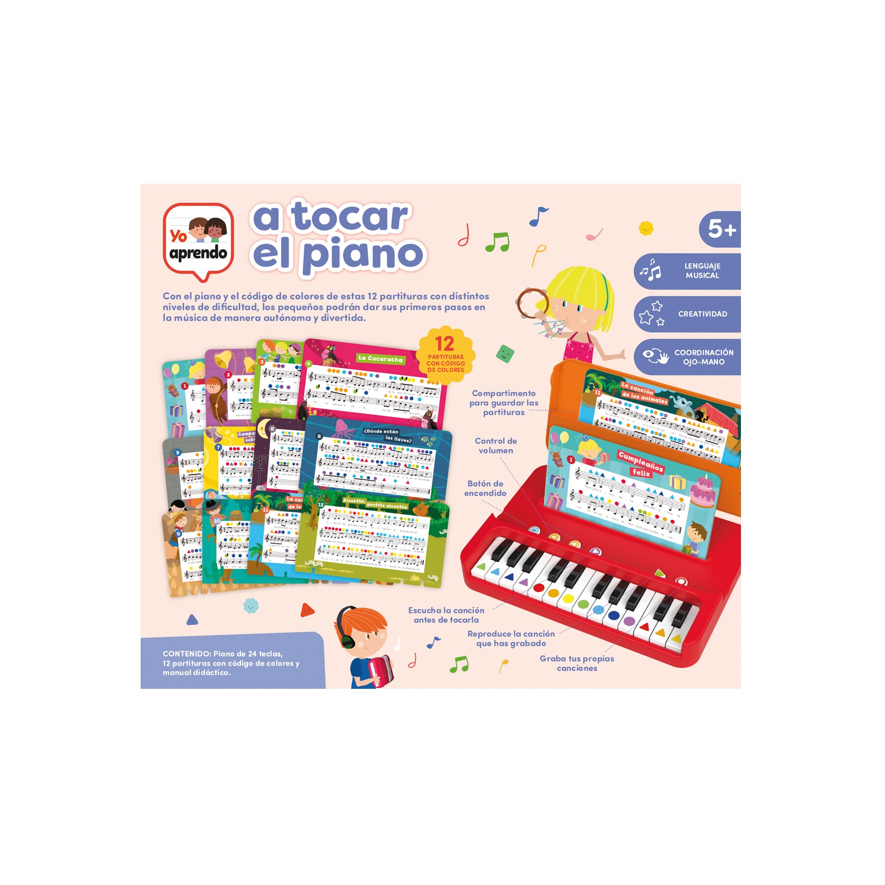 Maletín educativo para tocar el piano Yo Aprendo Diset 4