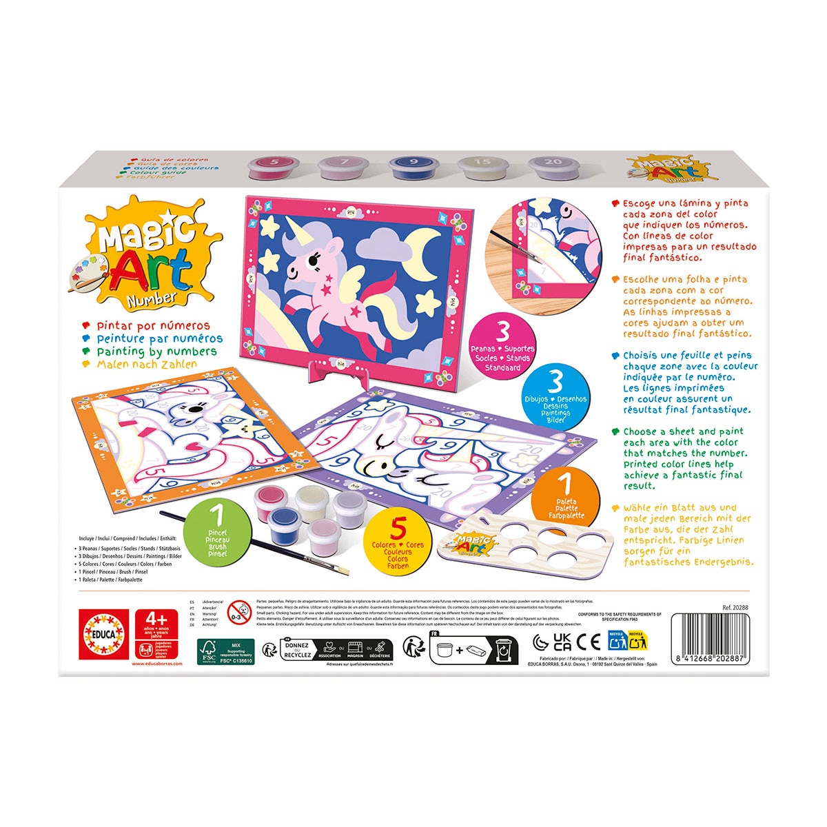 Manualidad Magic Art Number Unicornios +4 Educa 4