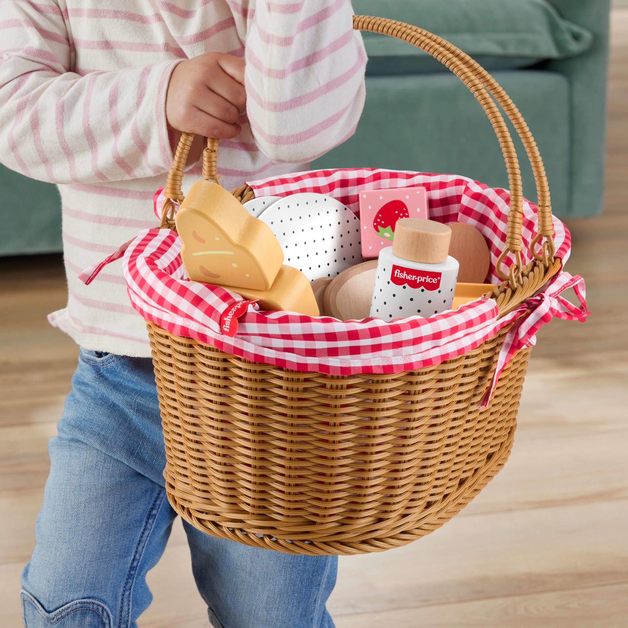 Juego de cesta de pícnic de madera con comida Fisher-Price 3