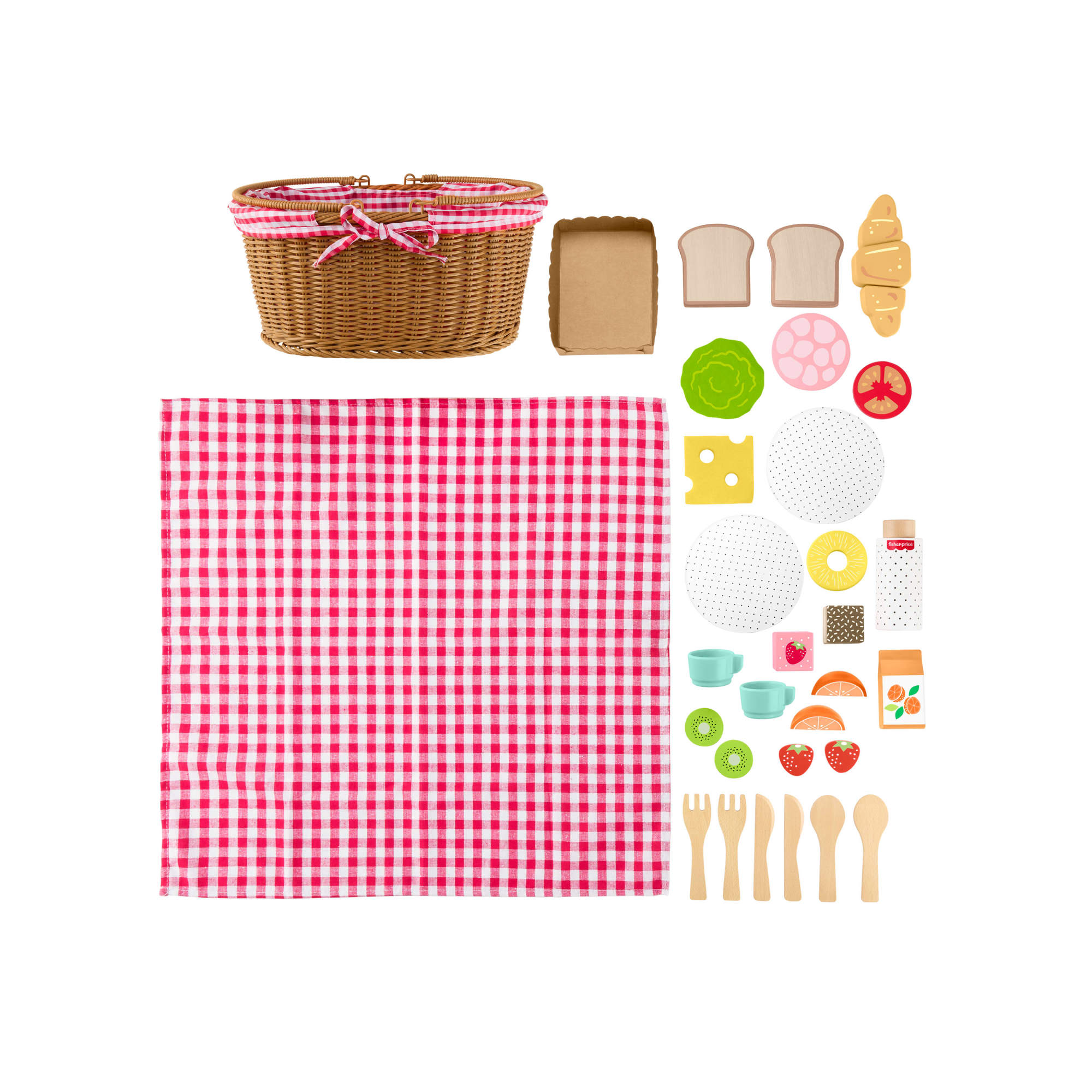 Juego de cesta de pícnic de madera con comida Fisher-Price 5