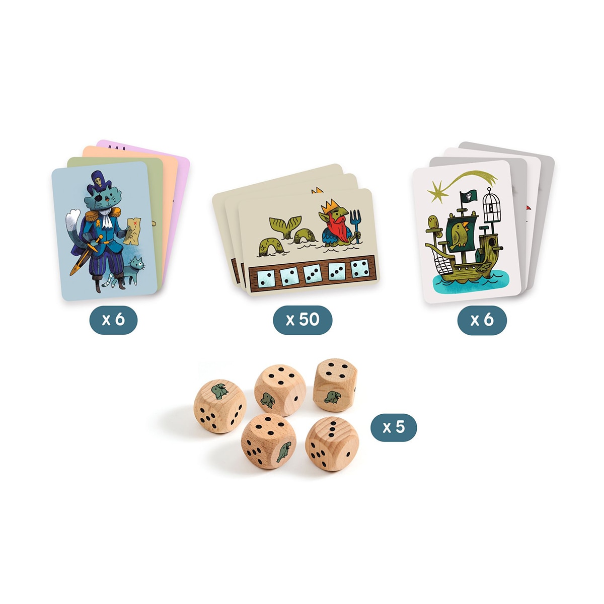 Juego 5 dados + 62 cartas + 1 reglas del juego Djeco 4