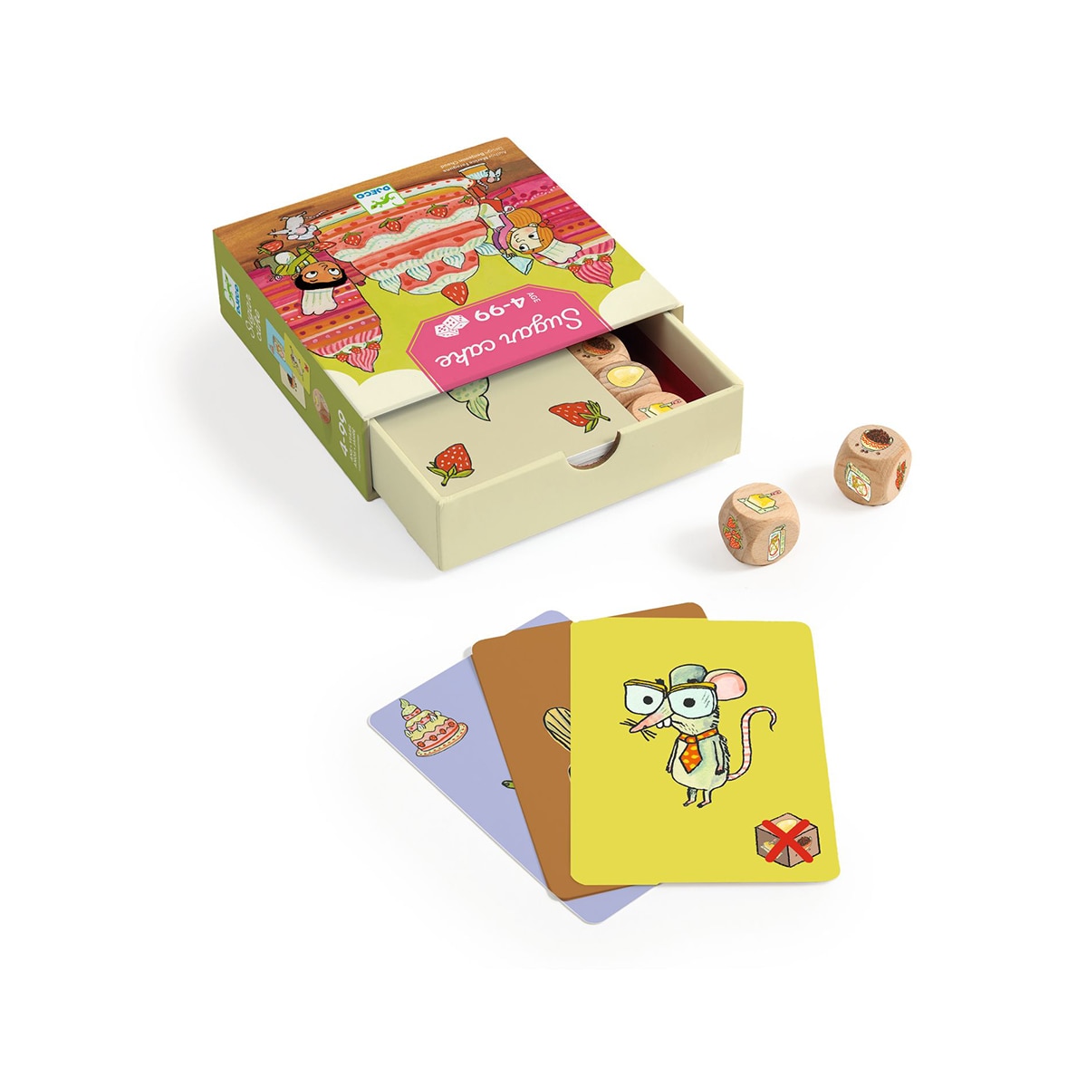 Juego 3 dados + 37 cartas + 1 cajón + 1 reglas del juego Djeco 3