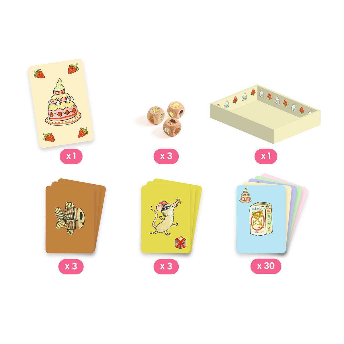 Juego 3 dados + 37 cartas + 1 cajón + 1 reglas del juego Djeco 4