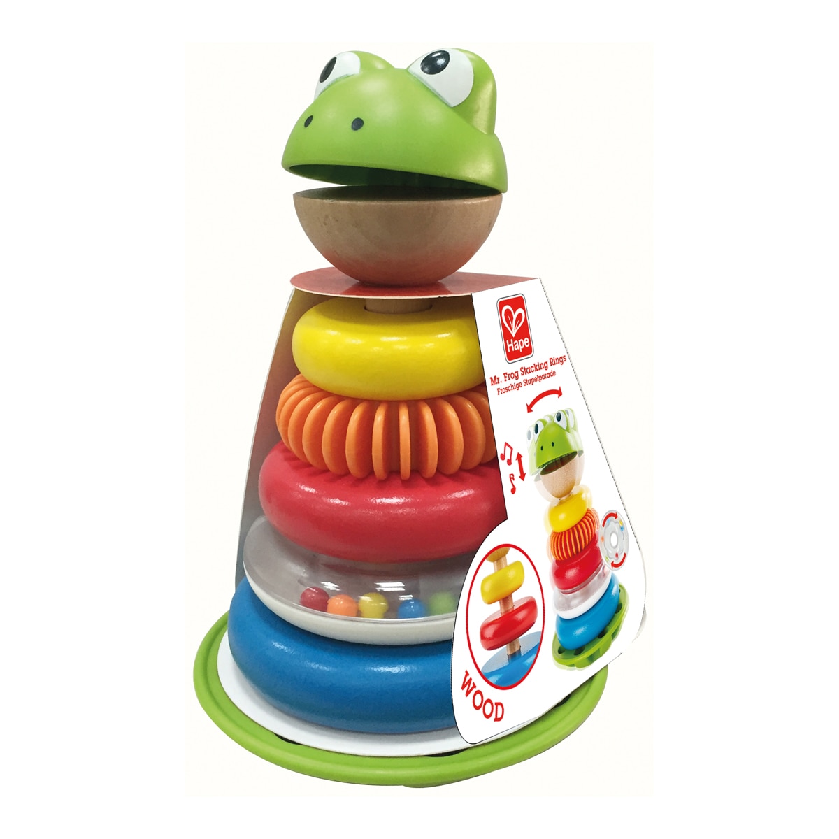 Aros apilables sr. Rana juguete de madera Hape 2