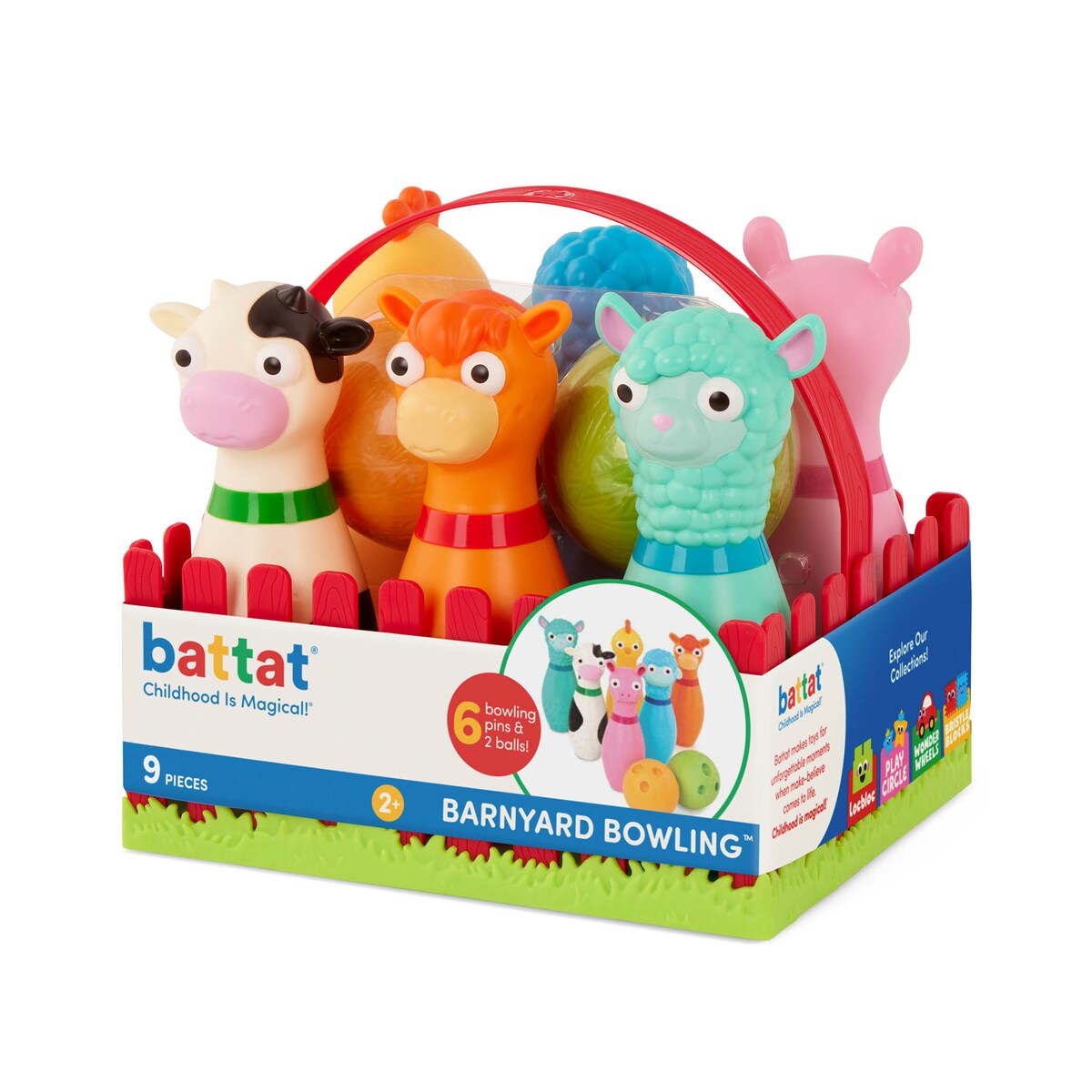 Juego de bolos animales de granja Battat 9