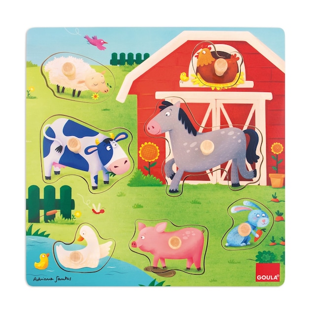 Juguete educativo de Madera Puzzle mamás y bebés animalitos Goula
