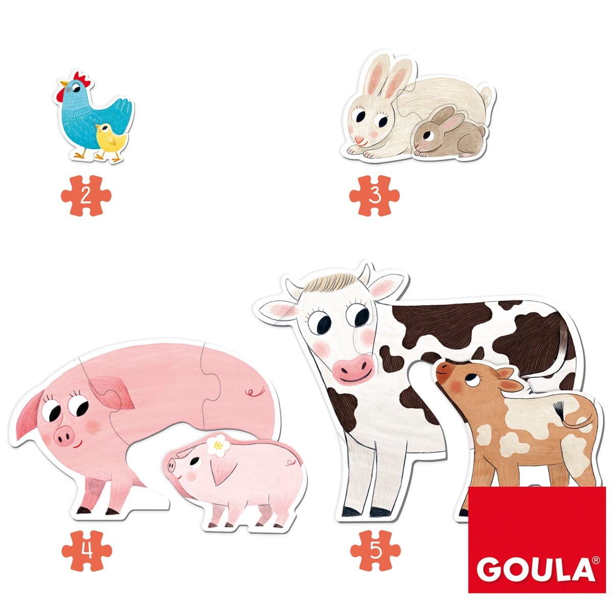 Juguete de Madera Puzzle XXL mamás y bebés Goula 6