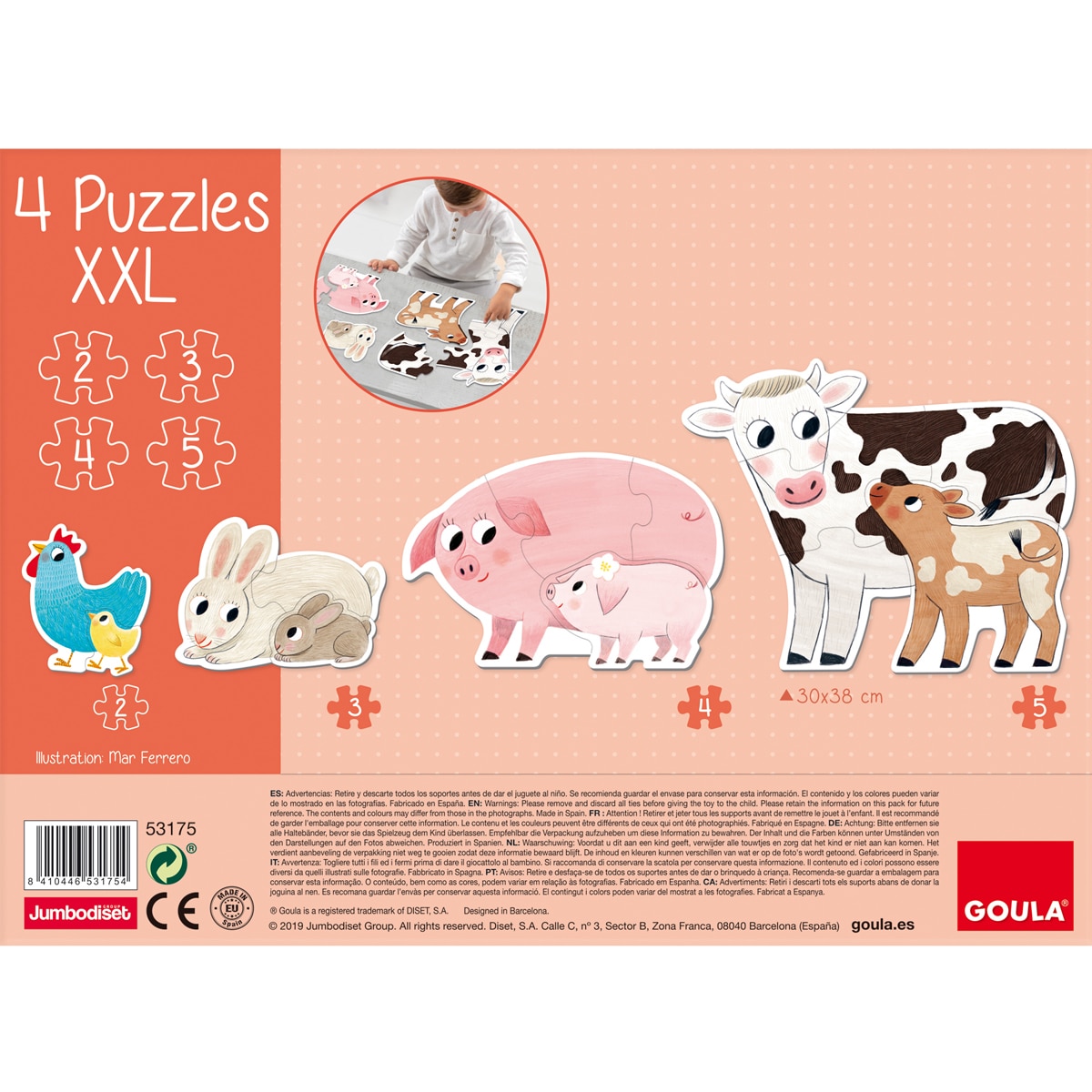 Juguete de Madera Puzzle XXL mamás y bebés Goula 8