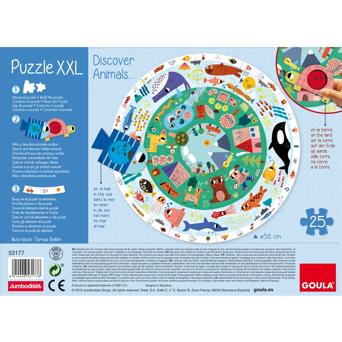 Juguete de Madera Puzzle XXL descubre animales Goula 7